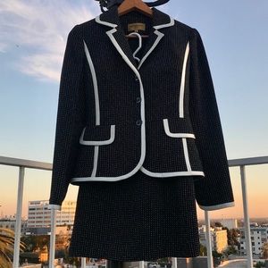 Bergamo 2 Piece Black White Suit Jacket Skirt Set